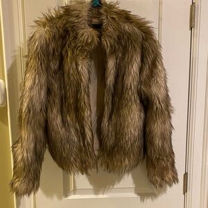 Fashion Nova Faux Fur Teddy Jacket - Tan